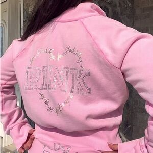 PINK X LOVESHACKFANCY REISSUED FULL-ZIP in pink lollipop